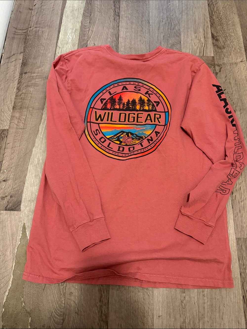 T-Shirt Addicts Coral Long-Sleeve Tee with Outdoor Graphic